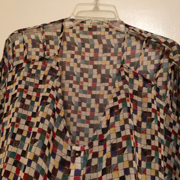 Colorful Cold Shoulder Womens Top Size XL - Picture 3 of 3
